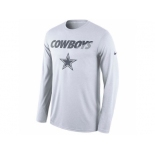 Men's Dallas Cowboys Nike White Legend Staff Practice Long Sleeves Performance T-Shirt