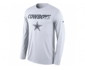 Men's Dallas Cowboys Nike White Legend Staff Practice Long Sleeves Performance T-Shirt