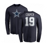 NFL Nike Dallas Cowboys #19 Amari Cooper Navy Blue Name & Number Logo Long Sleeve T-Shirt