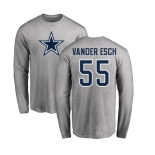 NFL Nike Dallas Cowboys #55 Leighton Vander Esch Ash Name & Number Logo Long Sleeve T-Shirt