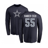 NFL Nike Dallas Cowboys #55 Leighton Vander Esch Navy Blue Name & Number Logo Long Sleeve T-Shirt