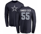 NFL Nike Dallas Cowboys #55 Leighton Vander Esch Navy Blue Name & Number Logo Long Sleeve T-Shirt