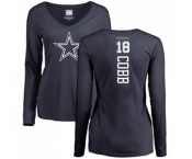 Football Women's Dallas Cowboys #18 Randall Cobb Navy Blue Backer Slim Fit Long Sleeve T-Shirt