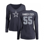 NFL Women's Nike Dallas Cowboys #55 Leighton Vander Esch Navy Blue Name & Number Logo Slim Fit Long Sleeve T-Shirt