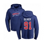 Football Buffalo Bills #91 Ed Oliver Royal Blue Name & Number Logo Pullover Hoodie