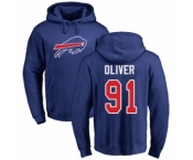 Football Buffalo Bills #91 Ed Oliver Royal Blue Name & Number Logo Pullover Hoodie