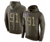 Football Men's Buffalo Bills #91 Ed Oliver Green Salute To Service Pullover Hoodie