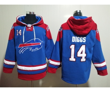 Men's Buffalo Bills #14 Stefon Diggs Blue Ageless Must Have Lace Up Pullover Hoodie