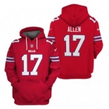 Men's Buffalo Bills #17 Josh Allen Red 2021 Pullover Hoodie