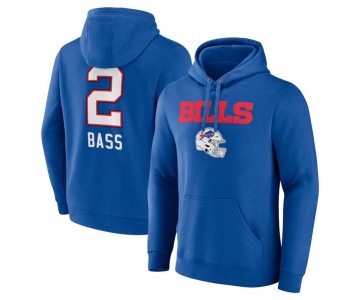 Men's Buffalo Bills #2 Tyler Bass Blue Team Wordmark Player Name & Number Pullover Hoodie