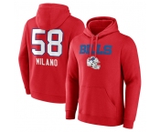 Men's Buffalo Bills #58 Matt Milano Red Team Wordmark Player Name & Number Pullover Hoodie