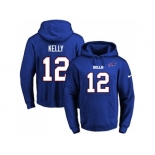 Nike Buffalo Bills #12 Jim Kelly Royal Blue Name & Number Pullover NFL Hoodie