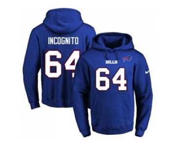 Nike Buffalo Bills #64 Richie Incognito Royal Blue Name & Number Pullover NFL Hoodie