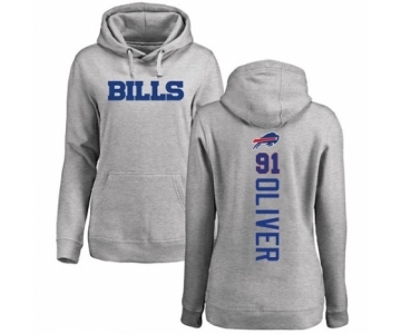 Football Women's Buffalo Bills #91 Ed Oliver Ash Backer Pullover Hoodie