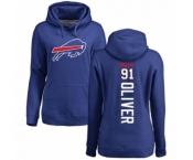 Football Women's Buffalo Bills #91 Ed Oliver Royal Blue Backer Pullover Hoodie