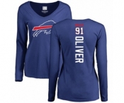 Football Women's Buffalo Bills #91 Ed Oliver Royal Blue Backer Long Sleeve T-Shirt