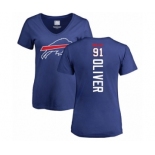 Football Women's Buffalo Bills #91 Ed Oliver Royal Blue Backer T-Shirt