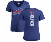 Football Women's Buffalo Bills #91 Ed Oliver Royal Blue Backer T-Shirt