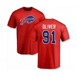 Football Buffalo Bills #91 Ed Oliver Red Name & Number Logo T-Shirt