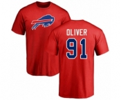 Football Buffalo Bills #91 Ed Oliver Red Name & Number Logo T-Shirt