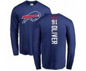 Football Buffalo Bills #91 Ed Oliver Royal Blue Backer Long Sleeve T-Shirt