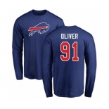 Football Buffalo Bills #91 Ed Oliver Royal Blue Name & Number Logo Long Sleeve T-Shirt