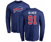 Football Buffalo Bills #91 Ed Oliver Royal Blue Name & Number Logo Long Sleeve T-Shirt