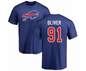 Football Buffalo Bills #91 Ed Oliver Royal Blue Name & Number Logo T-Shirt