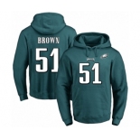 Football Men's Philadelphia Eagles #51 Zach Brown Green Name & Number Pullover Hoodie