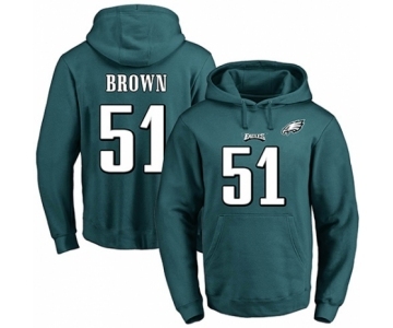 Football Men's Philadelphia Eagles #51 Zach Brown Green Name & Number Pullover Hoodie