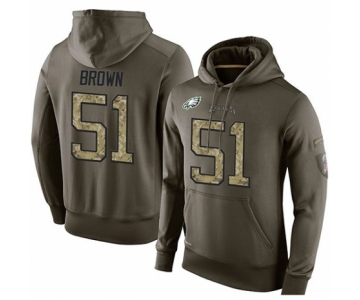 Football Men's Philadelphia Eagles #51 Zach Brown Green Salute To Service Pullover Hoodie