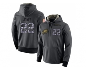 Men Philadelphia Eagles #22 Sidney Jones Stitched Black Anthracite Salute to Service Player Performance Hoodie