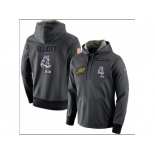 Men Philadelphia Eagles #4 Jake Elliott Stitched Black Anthracite Salute to Service Player Performance Hoodie