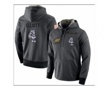 Men Philadelphia Eagles #4 Jake Elliott Stitched Black Anthracite Salute to Service Player Performance Hoodie