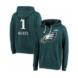 Men's Philadelphia Eagles #1 Jalen Hurts Midnight Green Super Bowl LVII Name & Number Pullover Hoodie