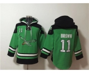 Men's Philadelphia Eagles #11 A. J. Brown Green Ageless Must-Have Lace-Up Pullover Hoodie