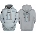 Men's Philadelphia Eagles #11 A.J. Brown Gray Atmosphere Fashion Super Bowl LVII Patch Pullover Hoodie