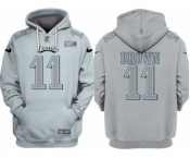 Men's Philadelphia Eagles #11 A.J. Brown Gray Atmosphere Fashion Super Bowl LVII Patch Pullover Hoodie