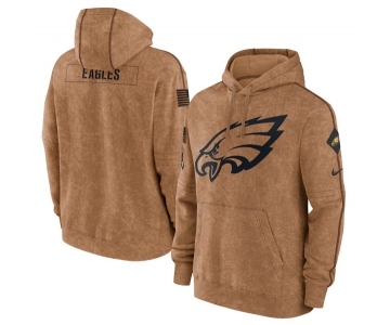 Men's Philadelphia Eagles 2023 Brown Salute to Service Pullover Hoodie