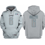 Men's Philadelphia Eagles #6 DeVonta Smith Gray Atmosphere Fashion Super Bowl LVII Patch Pullover Hoodie