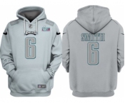 Men's Philadelphia Eagles #6 DeVonta Smith Gray Atmosphere Fashion Super Bowl LVII Patch Pullover Hoodie