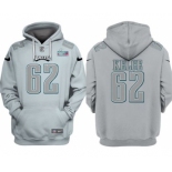 Men's Philadelphia Eagles #62 Jason Kelce Gray Atmosphere Fashion Super Bowl LVII Patch Pullover Hoodie