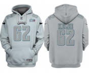 Men's Philadelphia Eagles #62 Jason Kelce Gray Atmosphere Fashion Super Bowl LVII Patch Pullover Hoodie