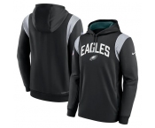 Mens Philadelphia Eagles Black Sideline Stack Performance Pullover Hoodie