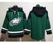 Men's Philadelphia Eagles Blank Green Lace-Up Pullover Hoodie