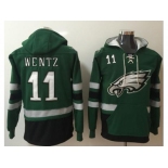 Nike Eagles #11 Carson Wentz Midnight Green Black Name & Number Pullover NFL Hoodie