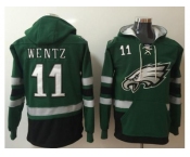 Nike Eagles #11 Carson Wentz Midnight Green Black Name & Number Pullover NFL Hoodie