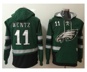 Nike Eagles #11 Carson Wentz Midnight Green Black Name & Number Pullover NFL Hoodie