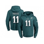 Nike Philadelphia Eagles #11 Carson Wentz Midnight Green Name & Number Pullover NFL Hoodie