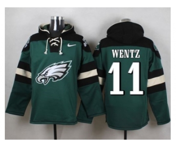 Nike Philadelphia Eagles #11 Carson Wentz Midnight Green Player Pullover Hoodie